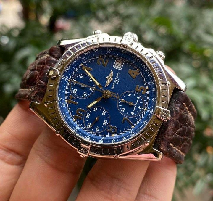 JAM TANGAN PRIA BREITLING ORIGINAL CHRONOGRAPH AUTOMATIC BLUE DIAL