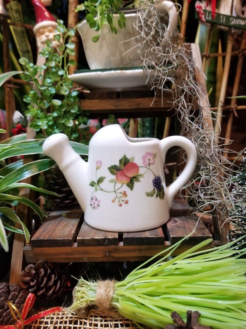 Japan Vintage Menard Floral mini porcelain Watering can Planter 15cmx9