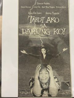 Joey De Leon Jenny Syquia in TAKOT AKO SA DARLING KO! - Tagalog Filipino Old Newspaper Clip Cut Outside OPM Filipino Cinema Movie House Poster Wall Print Decor Ad