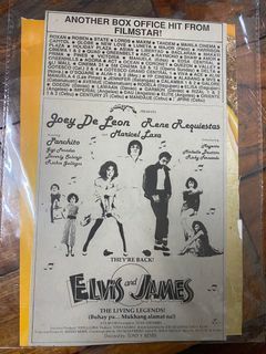 Joey De Leon Rene Requiestas Maricel Laxa Panchito as Elvis and James The Living Legends - Tagalog Filipino Old Newspaper Clip Cut Outside OPM Filipino Cinema Movie House Poster Wall Print Decor Ad