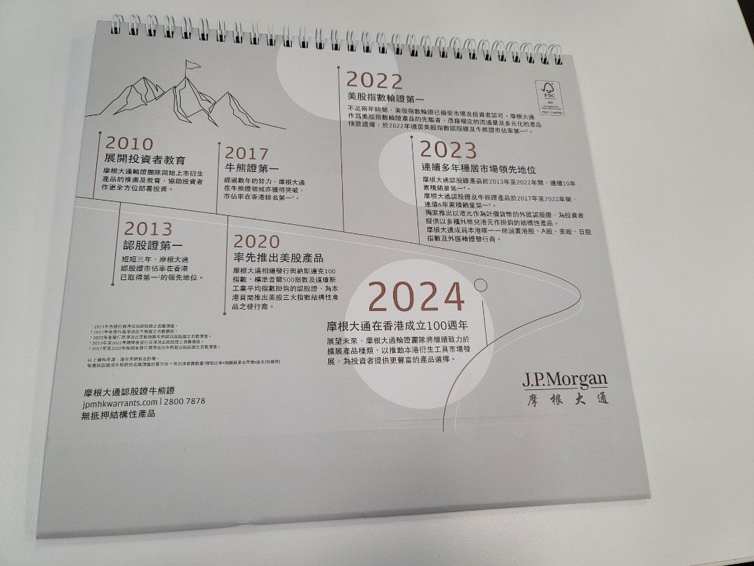 100% New 全新摩根大通J.P. Morgan 座枱月曆Desktop Calendar 2024 (龍年), 興趣及遊戲, 書本& 文具,  雜誌- Carousell