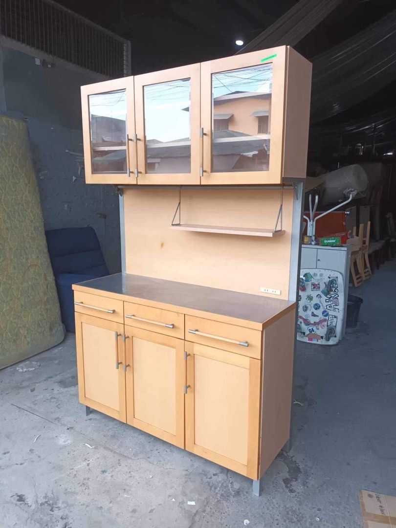 Kitchen organizer (Category: Shelves, Cabinets & Racks) located in Quezon City. Submitted by matetdevis13 (Listing ID 1270644184, Image 3). Description: 3door modern kitchen organizer / cabinet Price 11200 47L x 17W x 76H inches Metal frame and legs In good condition Code akc Q46.