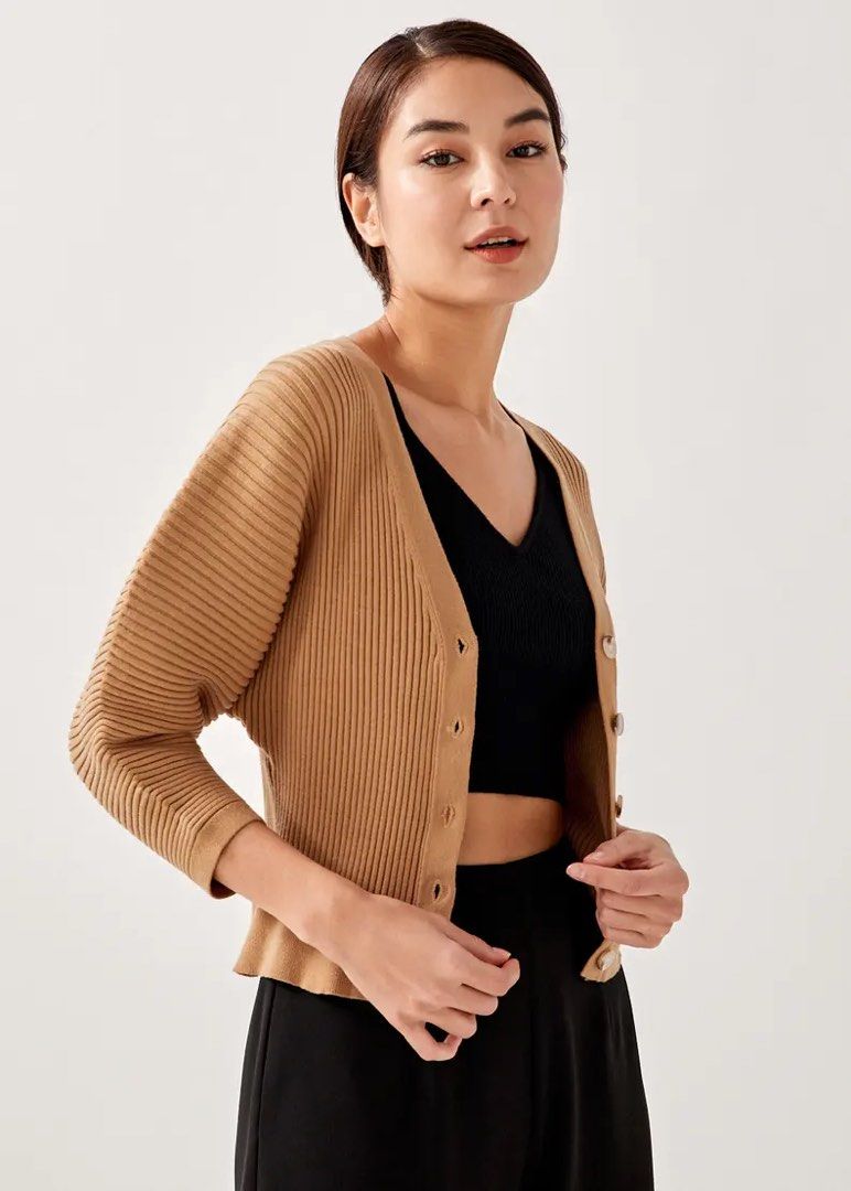 Puff sleeve top cardigan