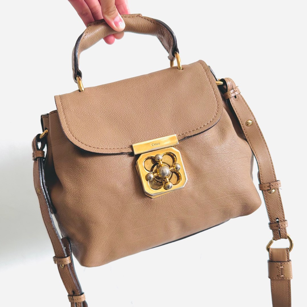 LIKE NEW Chloe Elsie Mauve Pink GHW Classic Leather Monogram