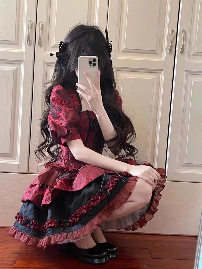 Red and clearance black lolita dress
