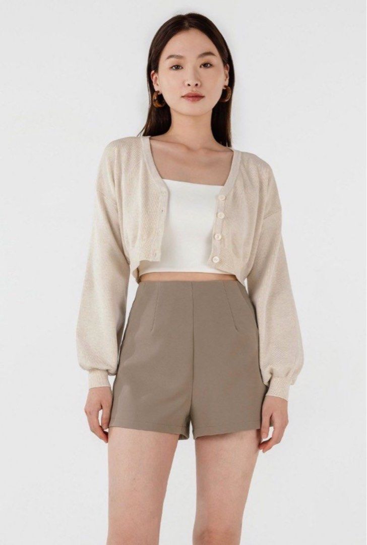 MAISON SEAMLESS TAILORED HIGH WAIST SHORTS (PEARL BEIGE) #MADEBYLOVET,  Women's Fashion, Bottoms, Shorts on Carousell