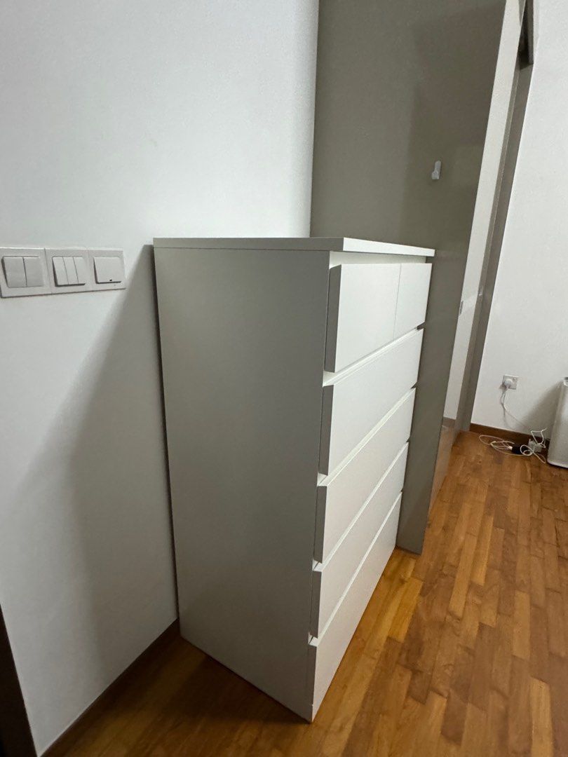 Malm from IKEA, Chest of 6 drawers, white, 80x123 cm, Furniture & Home