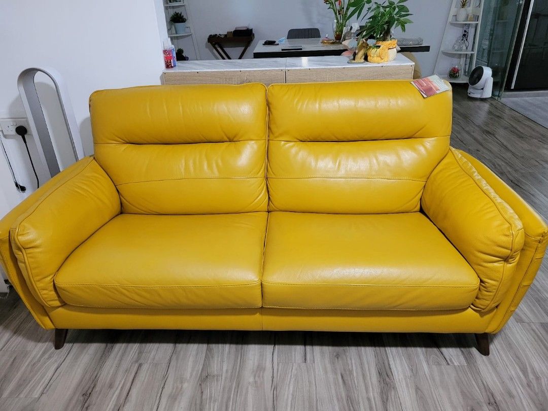 Mustard Yellow Leather Sofa Furniture