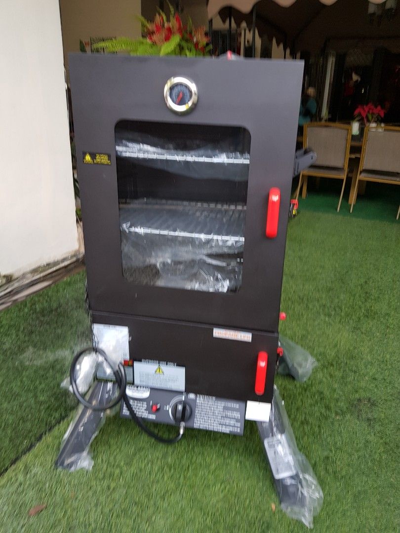 New Imported Wide Body Coolabah LPG Gas Smoker BBQ Glass Door 3 Shelves