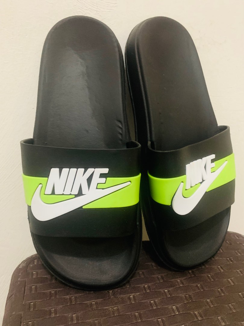 Nike neon green slippers cheap