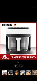 OOKAS Air Fryer 5L 7L Visual Glass Digital Touch Screen Smokeless Fully Automatic Non Stick Pan
