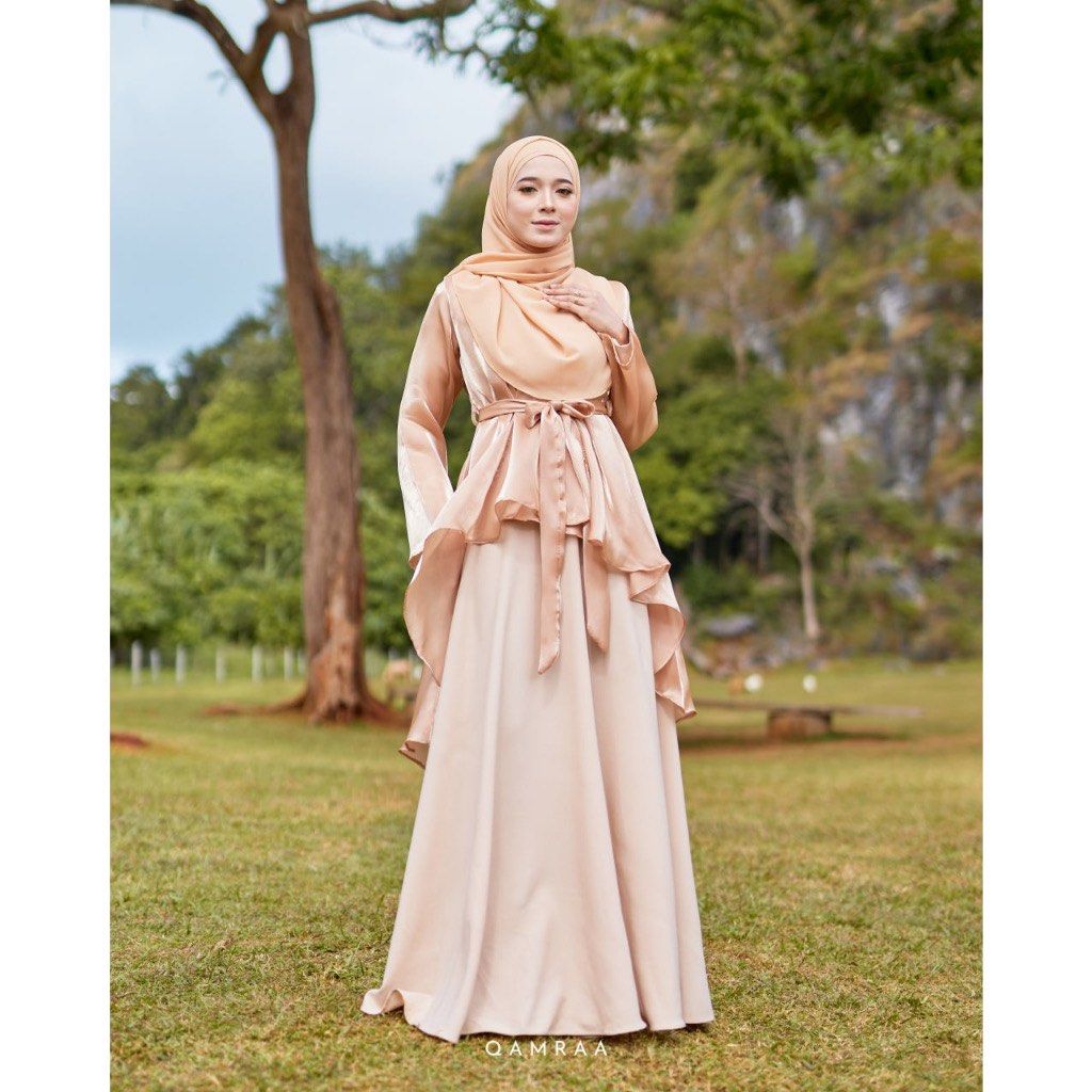 Plus size dress Qamraa Khaki Women s Fashion Dresses Sets Evening Dresses Gowns on Carousell