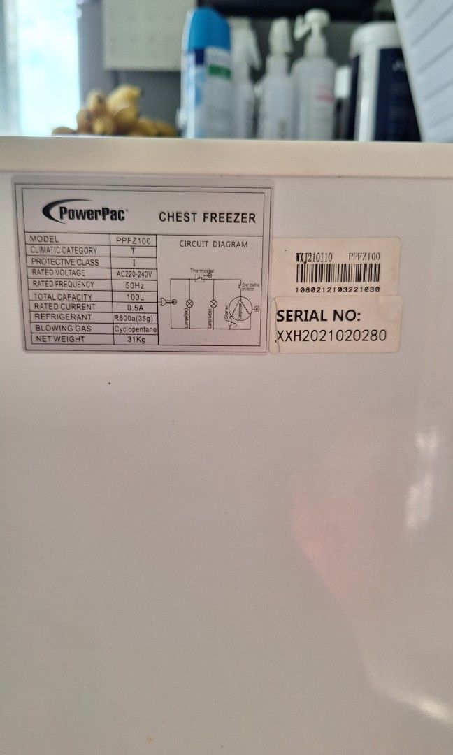 Powerpac Chest Freezer 100 litres, TV & Home Appliances, Kitchen
