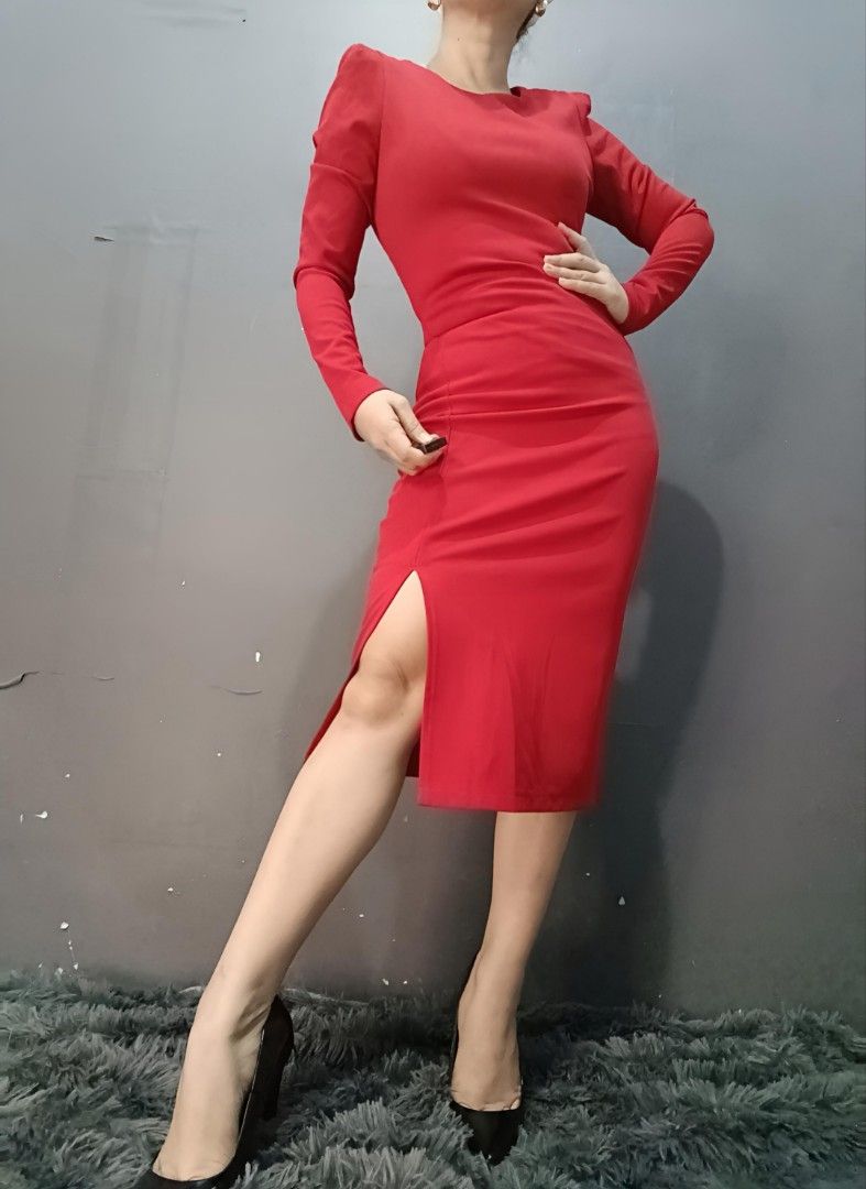 princess polly baby blue dress Strapless Long Sleeve Hollow Out Bodycon Midi Dresses main image 1