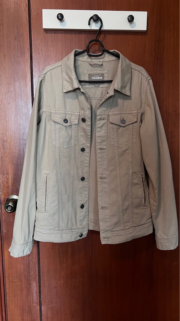 Pull and bear khaki denim best sale jacket