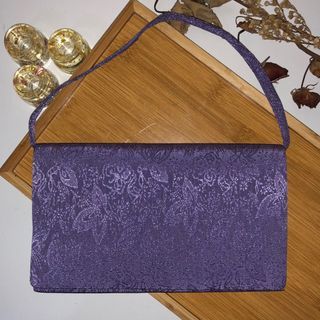 Purple Japanese 2-Way Handbag with Embossed Butterfly Design