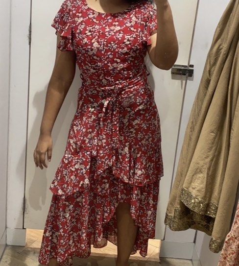 Maxi red discount floral dress