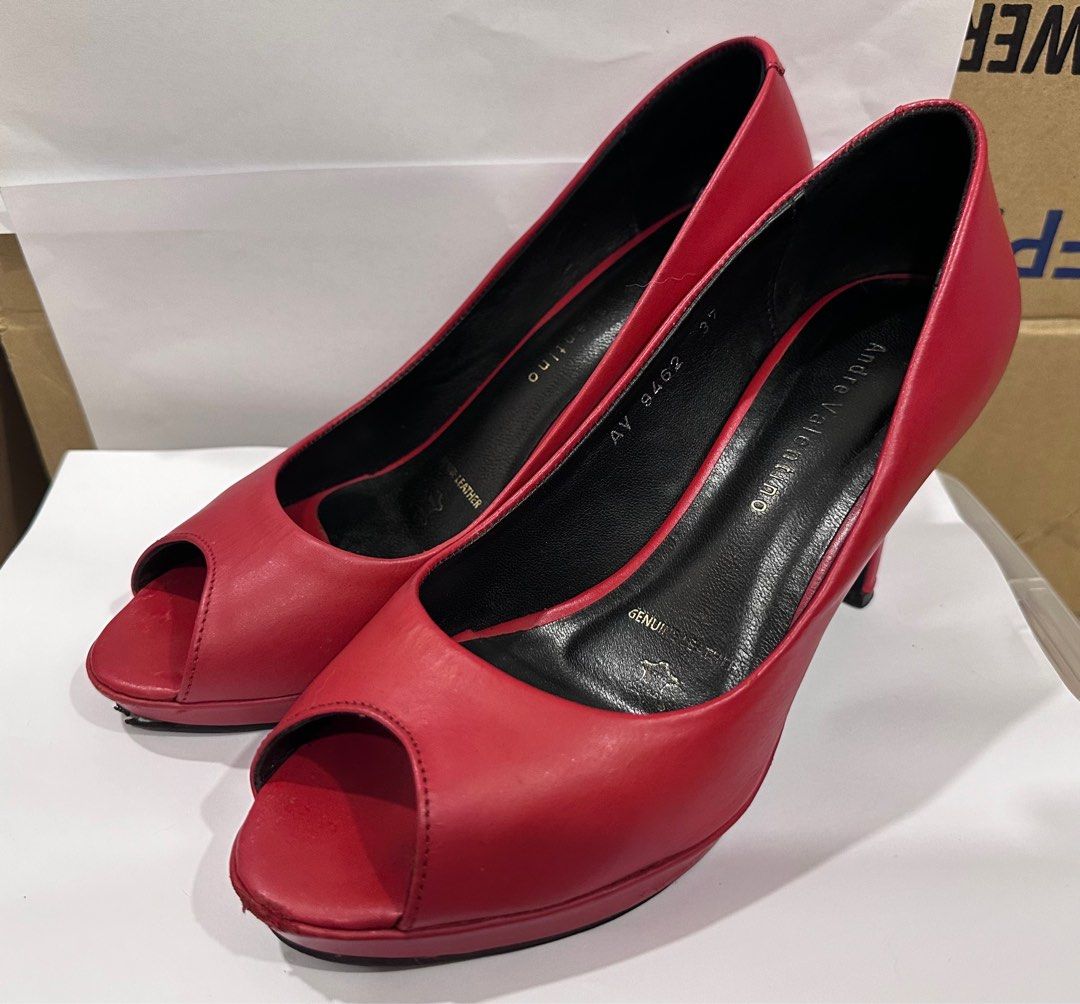 Red open toe discount heels