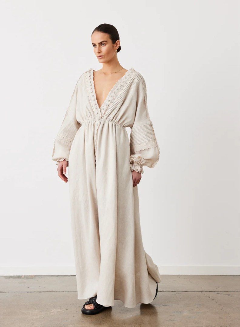 RTP1K Joslin Melinda 3.0 Linen Ramie Maxi Dress in Flax