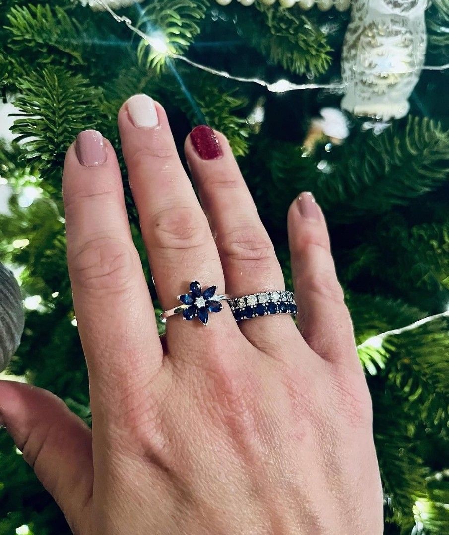 SALE PANDORA AUTH ETERNITY ROW RING AND BLUE SPARKLING HERBARIUM