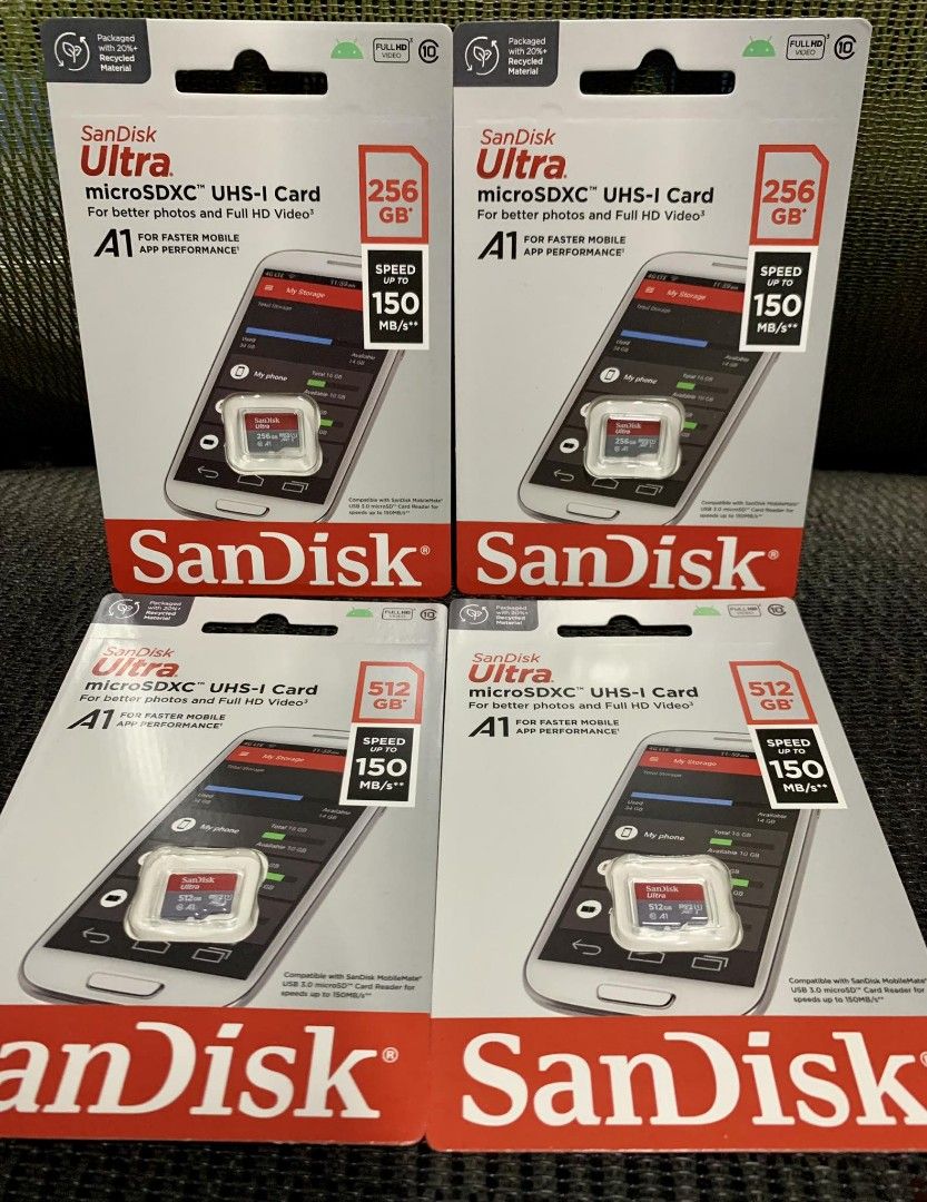 SANDISK ULTRA (Category: Memory & SD Cards) located in Makati City. Submitted by marizacost86218 (Listing ID 1270740064, Image 3). Description: SANDISK MICRO SD SDXC / SDHC CARD CLASS 10 👉AVAILABLE 1TB 150 MB/s 512gb 150 MB/s 256gb 150 MB/s 128gb 100 MB/s 64gb 100 MB/s 32gb 100 MB/s 16gb 80 MB/s *MicroSd card 1tb / 512gb / 256gb A1 for faster mobile app performane capture,transfer and app speeds. *Take better pictures and full hd video 👉Brand n