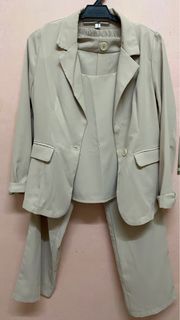 1 Set (2 pcs) Zanzea Women Formal Suits Plain Elastic Loose Blazer