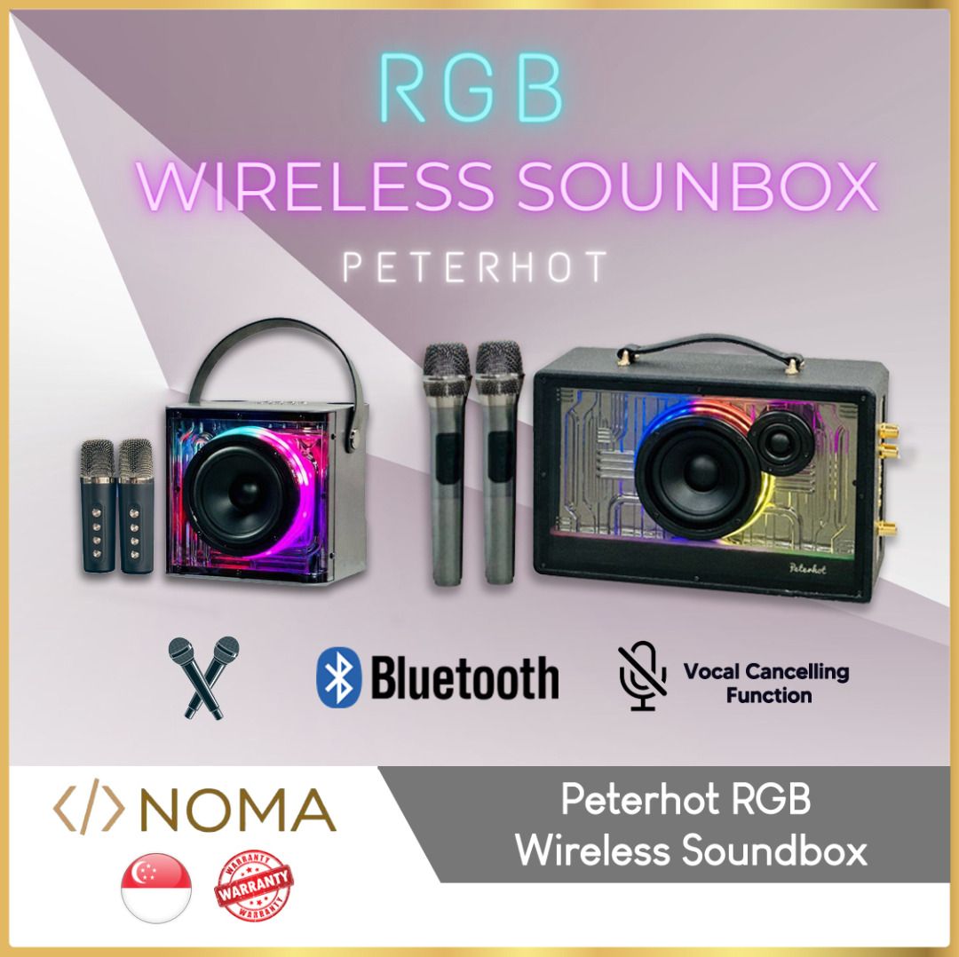 SG Peterhot RGB Bluetooth Karaoke Speaker Soundbox Dual Wireless Microphones Vocal Cancel SG STOCK WARRANTY