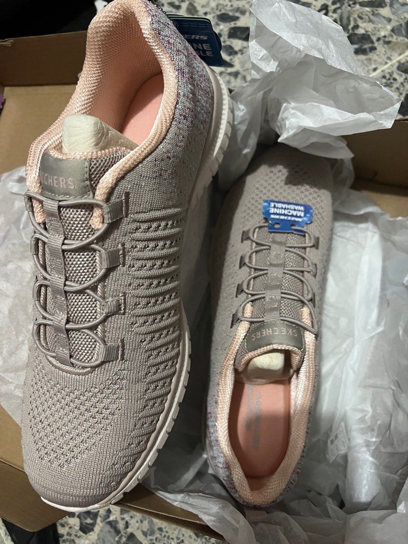 Sketchers memory foam sepatu jalan sepatu skechers, Fesyen