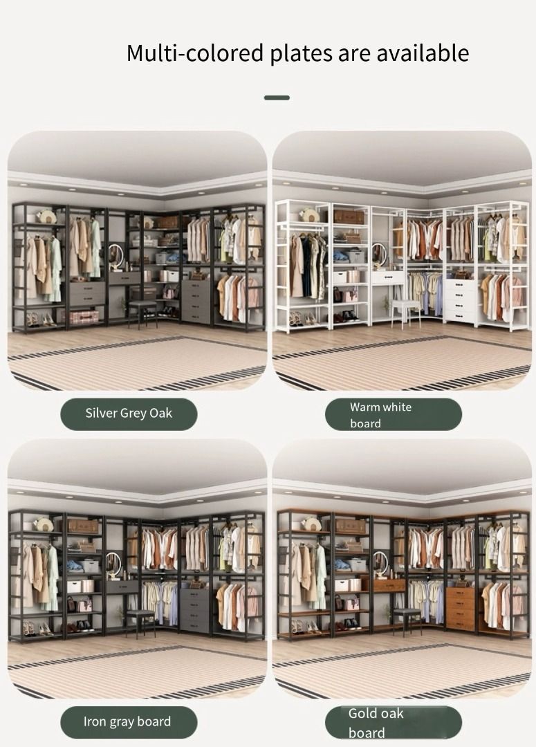 Steel and Wood Elegance: Open Wardrobe Storage Rack for Your Walk-in ...
