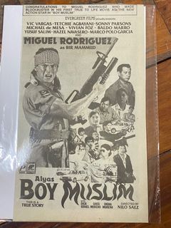 Tetchie Agbayani Miguel Rodriguez as BIR Mammud Alyas Boy Muslim - Tagalog Filipino Old Newspaper Clip Cut Outside OPM Filipino Cinema Movie House Poster Wall Print Decor Ad