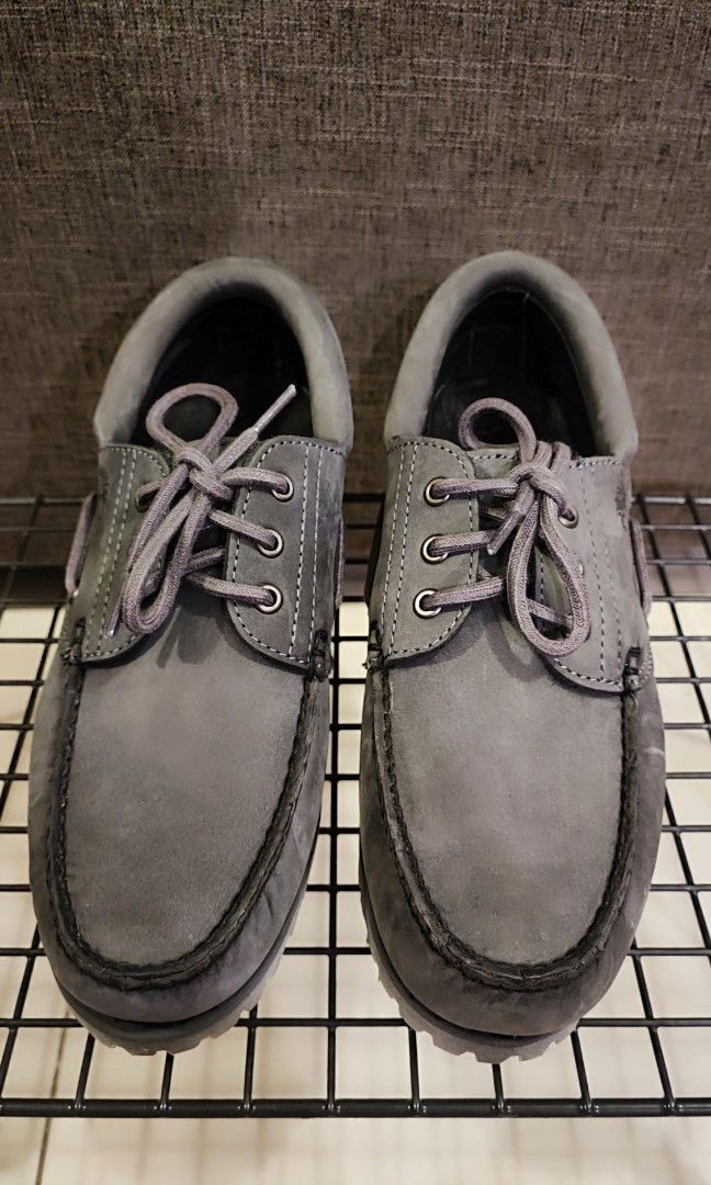 Timberland 3 Eye Dark Grey Nubuck Leather Boat Shoes UK8.5 US9
