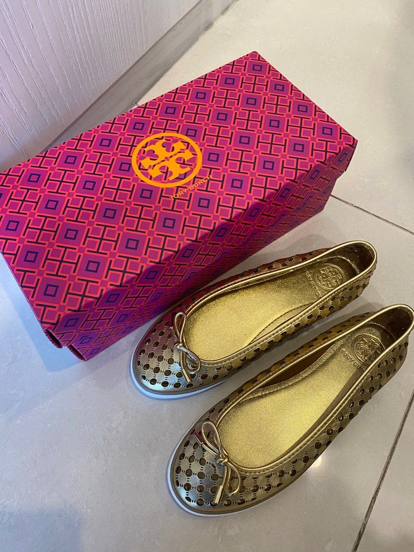 Tory burch perforated flats new arrivals
