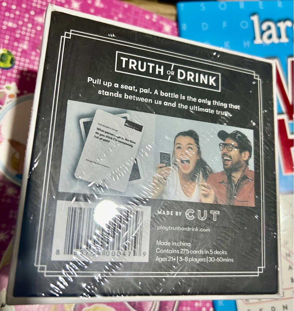 Truth or Drink (card game) (Category: Board Games & Puzzles) located in Manila. Submitted by cozzyessentialshopph (Listing ID 1270811252, Image 2). Description: 📍 Loc: Ipil Bambang Manila 📍 MOP: GCash, PayMaya, BDO, PNB, BPI 📍 MOD: all SF and booking courier service are c/o by the buyer Option: pick up at the location mentioned 👆 Thank you for your support ❤️ @CO-zzyessentials Shop PH @CO-zZeEssentials OS Ph .