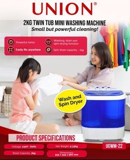 Union 2.0 kg Capacity Labamatic Twin Tub Washing Machine For Sale