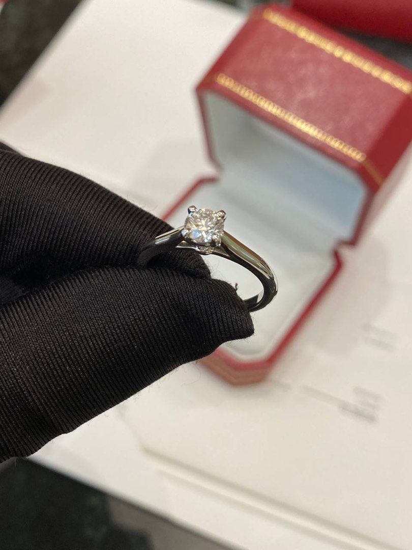 UNUSED CARTIER PT950 0.51CT DIAMOND RING YEAR 2017 FULL SET