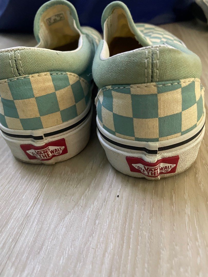 Turquoise checkered outlet vans