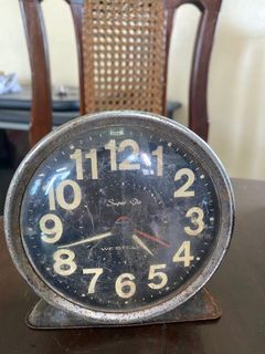 Vintage Alarm Clock Westclox Super-Glo Glow in Dark Alarm Wind Up Antique - untested / not working