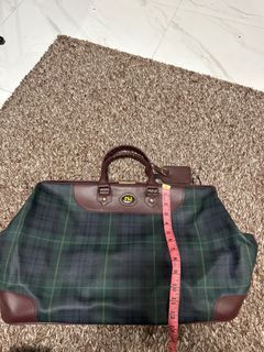 Vintage MW Italy checkered leather with key hand travel bag