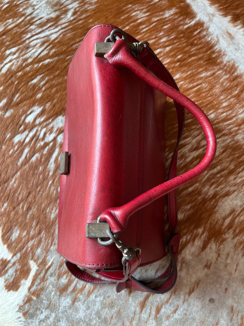 Red leather crossbody purse online