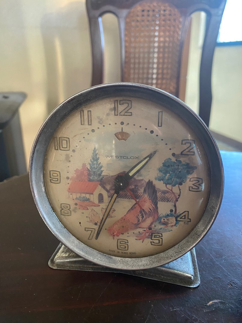 Westclox Antique Chicken Alarm Clock, Antique Rare Table Clock, Vintage