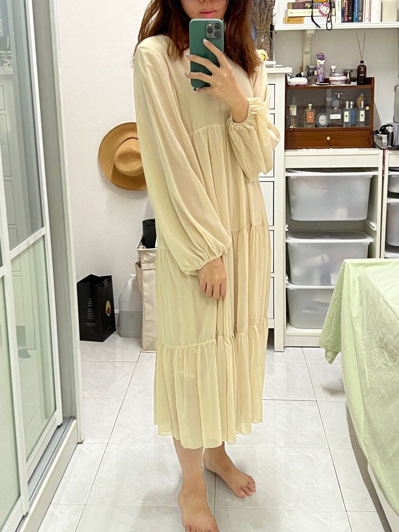 Cream Colour Flowy Maxi Dress