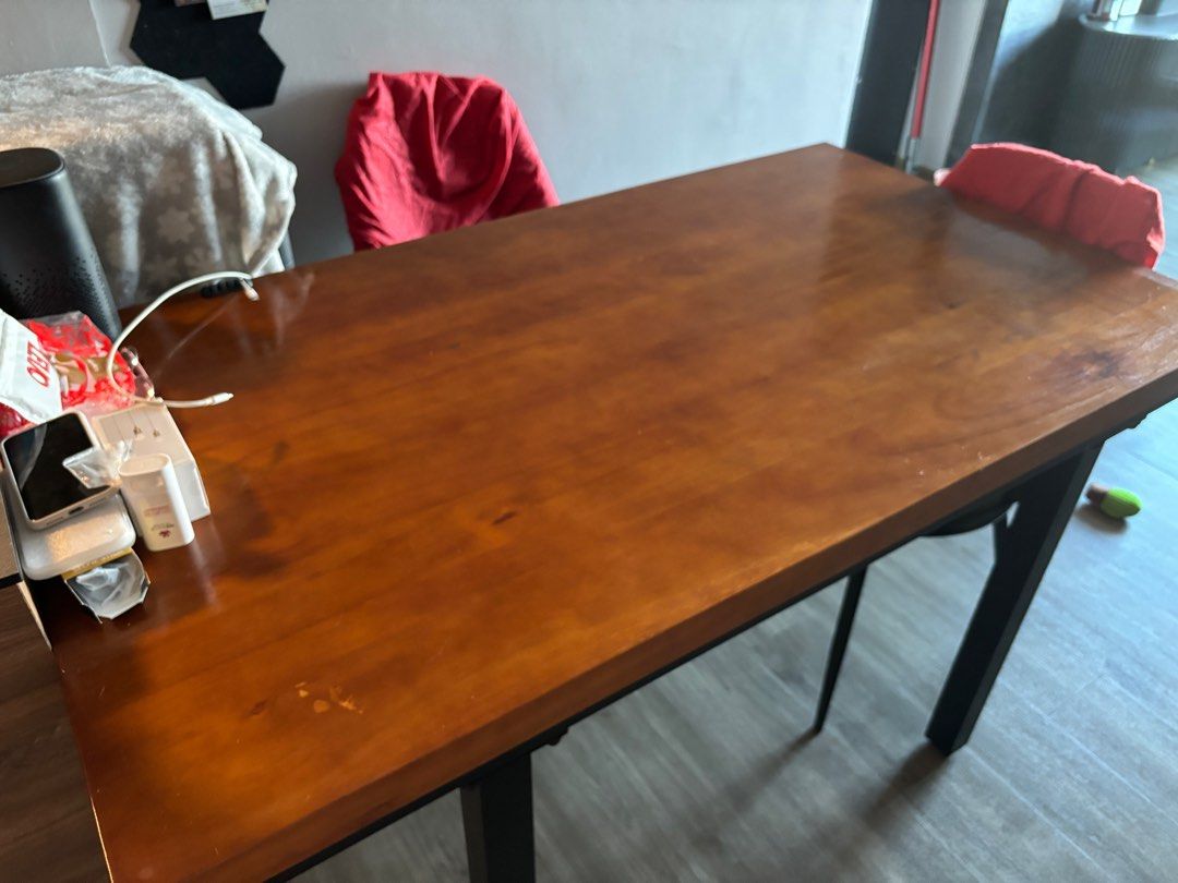 Wood dining table rectangular (Category: Tables & Sets) located in Singapore. Submitted by jinjiablur (Listing ID 1270752290, Image 2). Description: Used dining table. Heavy wood. Feels solid. Table only. Self pick up. .