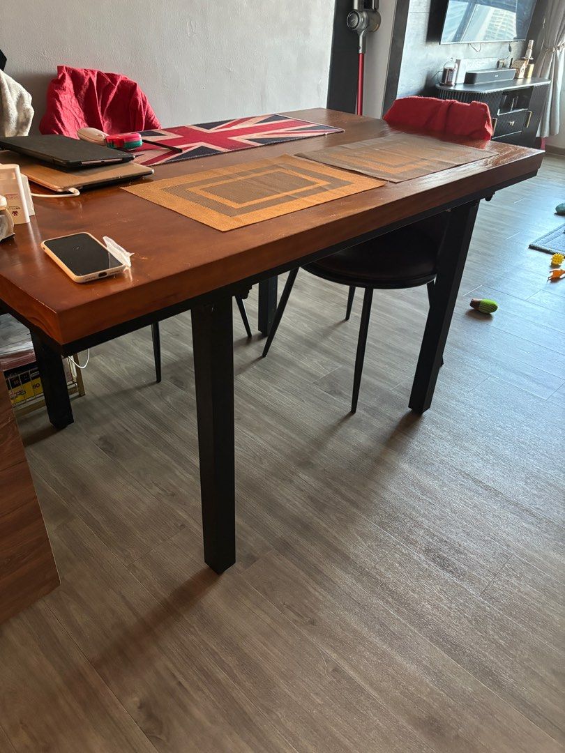 Wood dining table rectangular (Category: Tables & Sets) located in Singapore. Submitted by jinjiablur (Listing ID 1270752290, Image 1). Description: Used dining table. Heavy wood. Feels solid. Table only. Self pick up. .