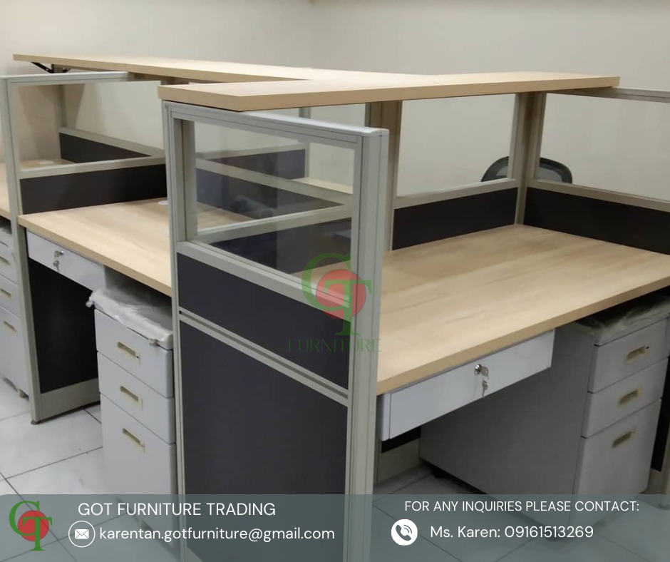 Workstation/ Fabric Partition with glass and countertop., Furniture