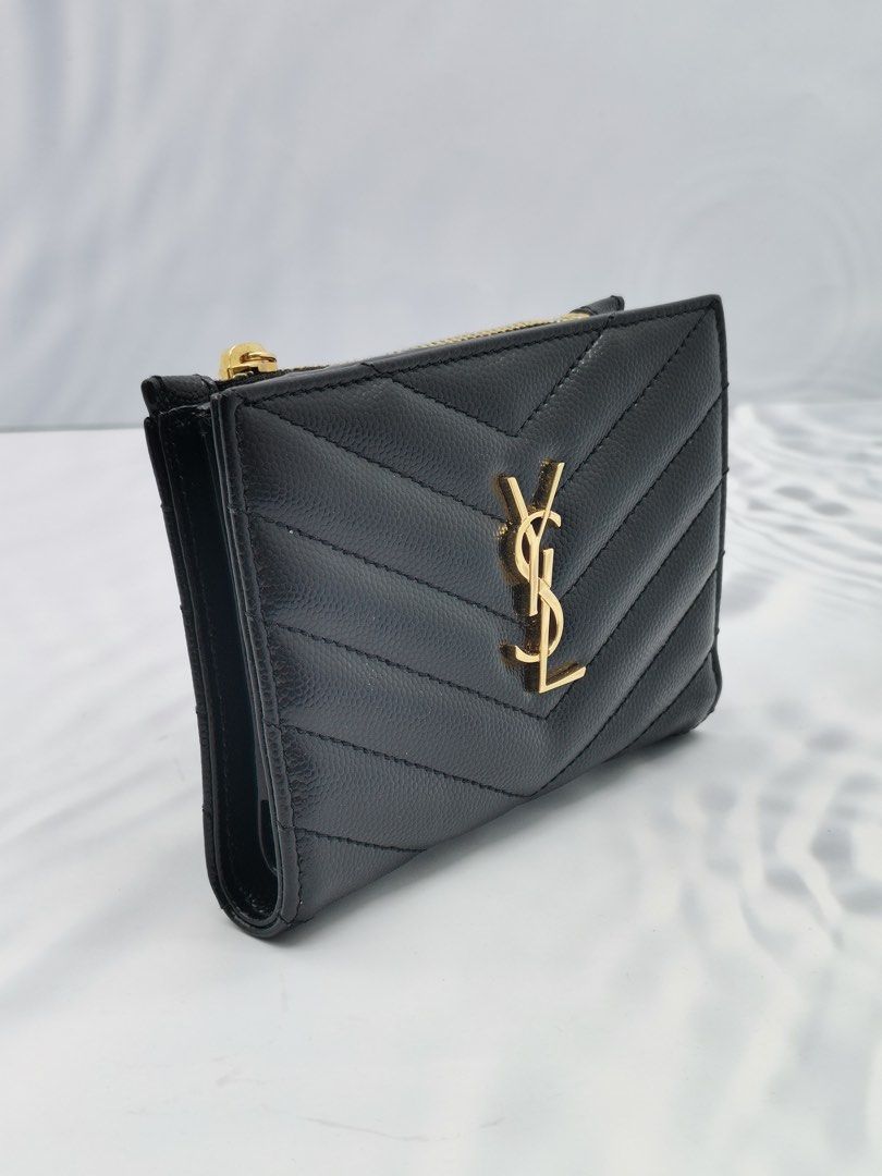 Ysl zippered top two part wallet