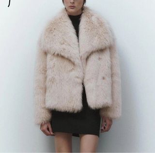 Red fur coat new arrivals zara