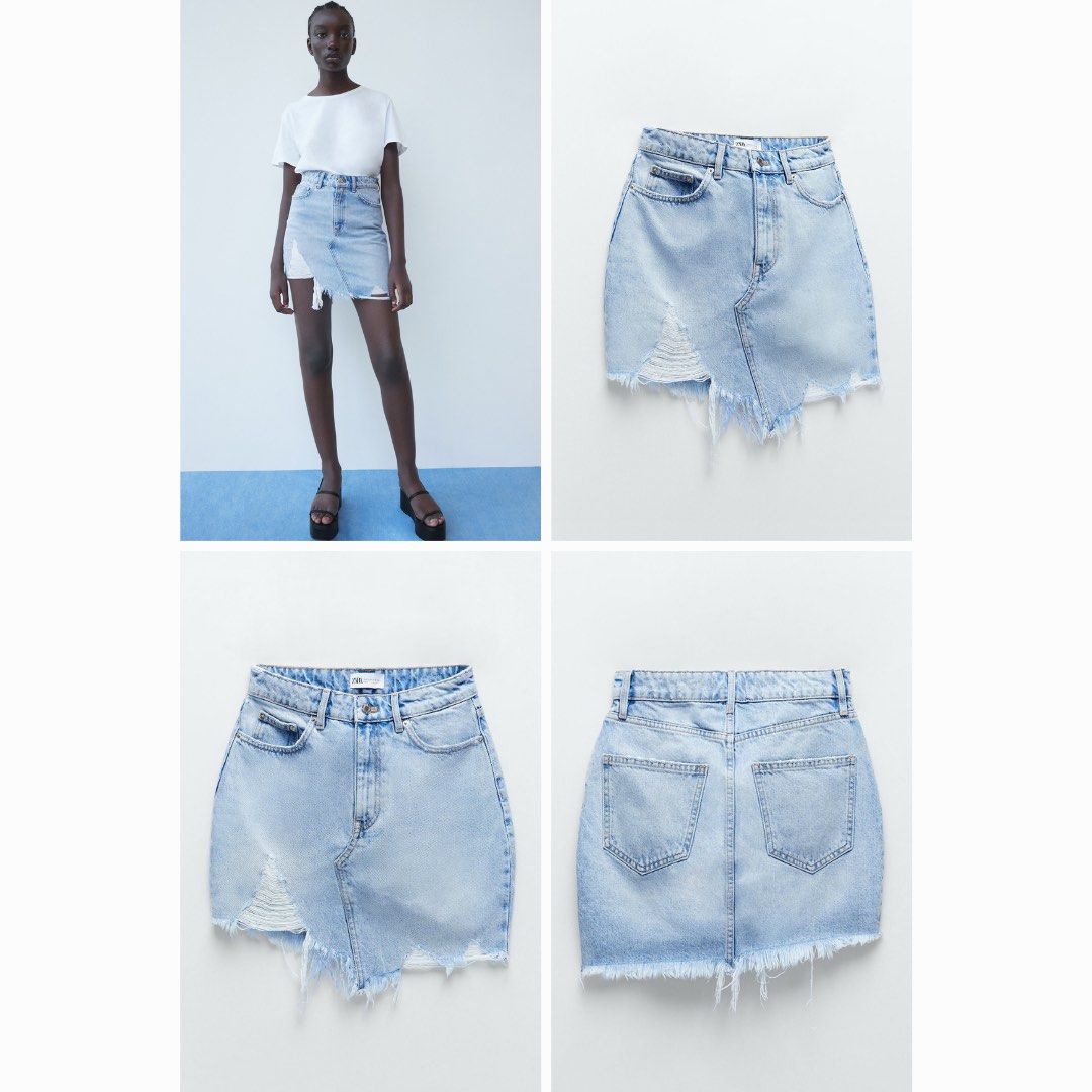 Denim mini skirt zara sale