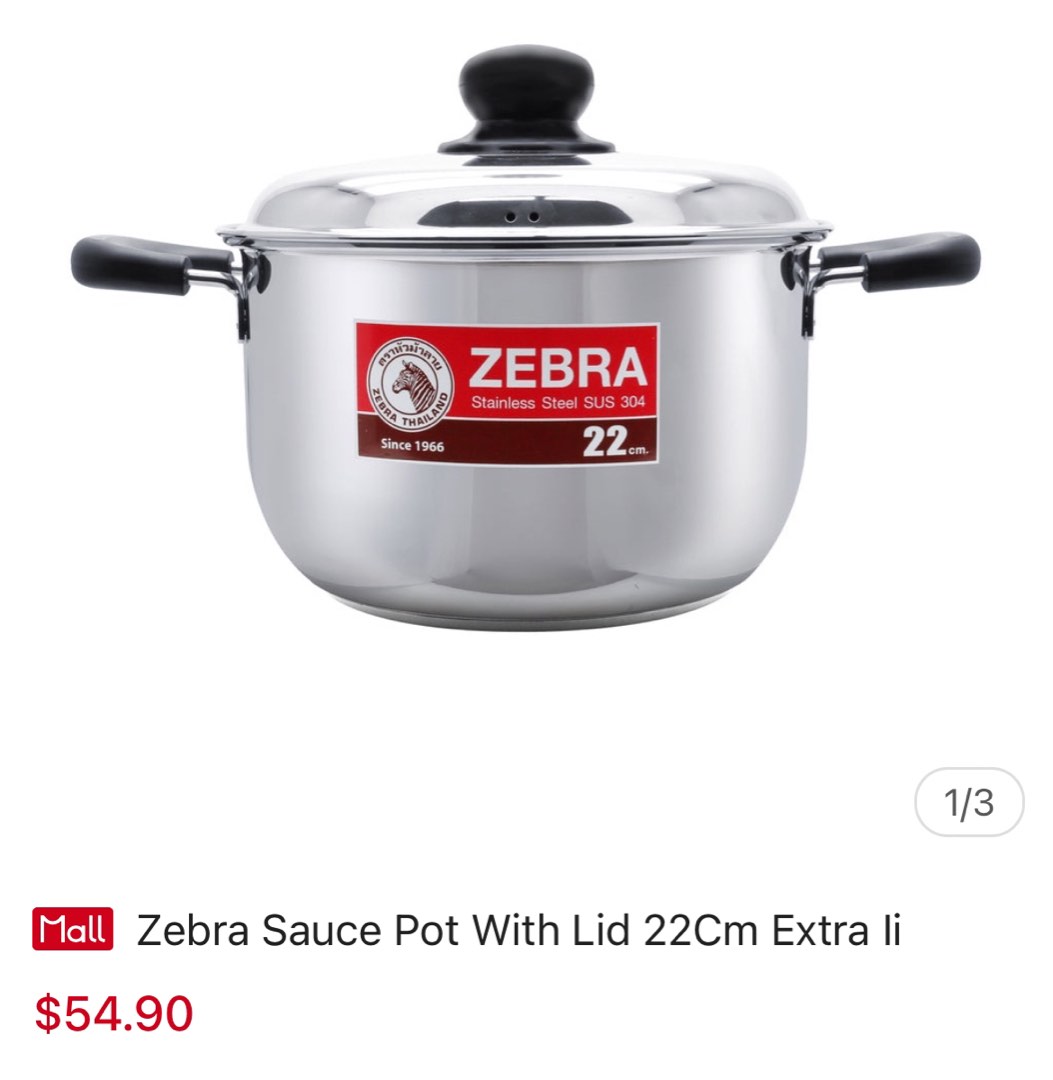 Zebra cooking pot 22cm, Furniture & Home Living, Kitchenware & Tableware, Cookware & Accessories