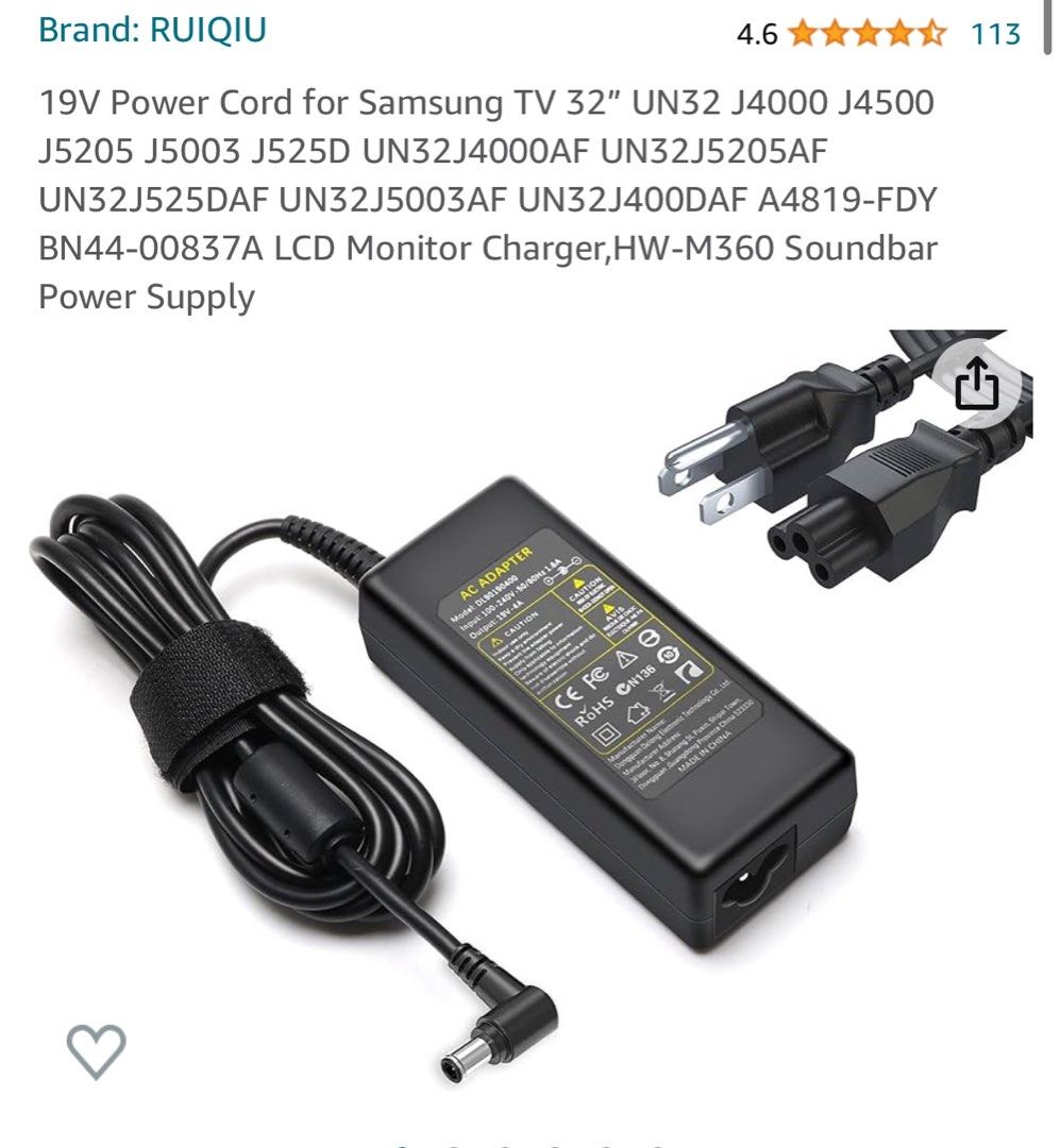 Samsung Monitor Samsung 32 Inch Power Cord Samsung 19V LCD TV