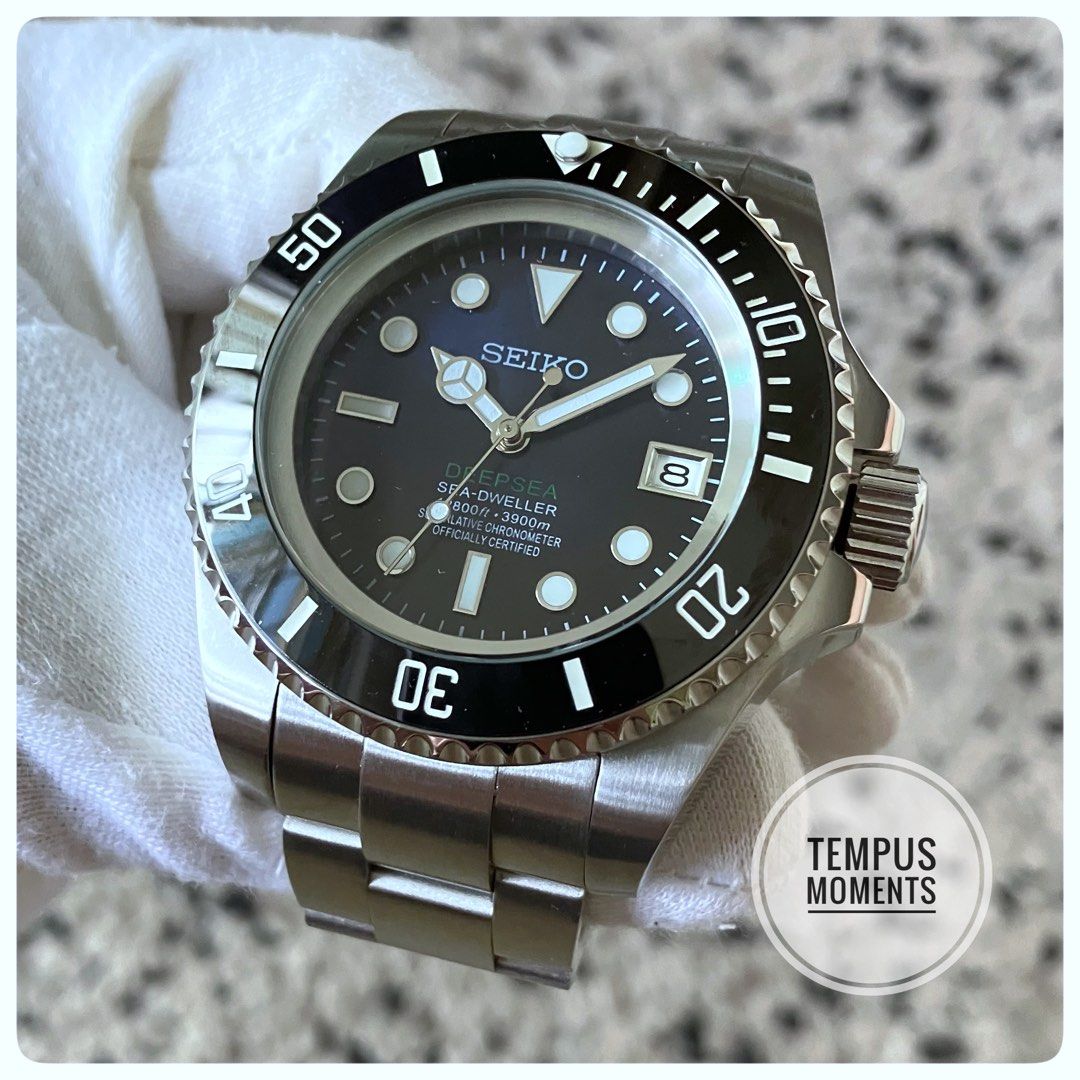 43mm Deepsea Sea Dweller Black Blue automatic watch Seiko mod